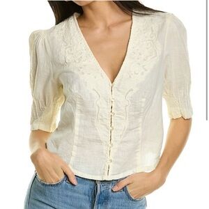 NWT Free People Laurie Embroidered Blouse